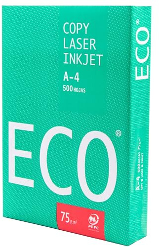 Campus ECO A4-folio, 75 gr, 500 ark ECO multifunktionspapper för bläckstråleskrivare, laser och kopiator, perfekt för kontor, hem och skola (75 g, 500 ark)