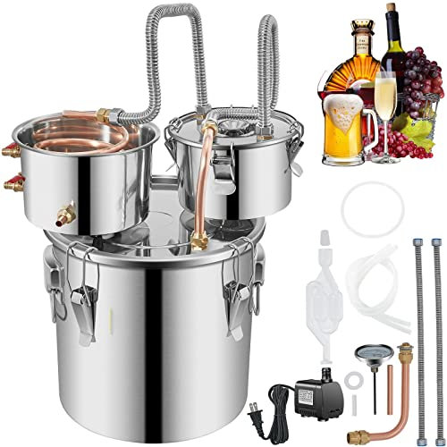 Still Distiller Stainless Steel Distillation, Stainless Steel Distilling Kit 12/21/38L Diy Still Alcohol Distiller Copper With Circulating Pump Water Wine Brandy Essential Oil Brewing Kit(Co
