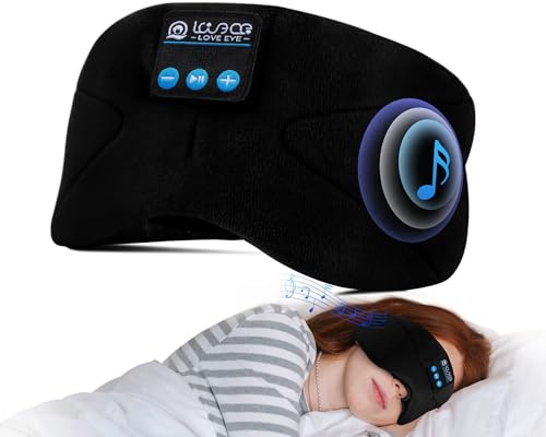 LOVE EYE Sleep Headphones Bluetooth 5.4 Sleeping Eye Mask Wireless Music Earphones with HD Speakers for Side Sleepers Total Blackout Cotton Mask for Travel, Home, Office, Unique Gifts