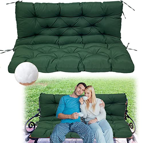 Waterproof Porch Swing Replacement for Outdoor Patio Swing 2 3 Seater Garden Swing Bench Chair with Seat Backrest and Tie Outdoor Garden Patio Furniture (Dark Green 47x40in)