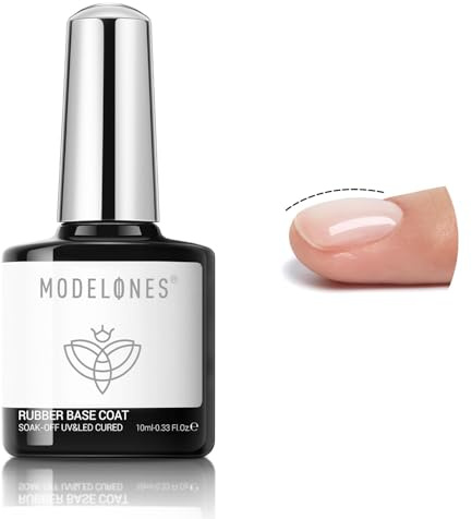 Modelones Rubber Builder Gel Base Coat for Nails, Clear Rubber Base Gel Nail Polish for Strengthen/Apex Building/Enhance/Reinforced Long Lasting Protect Soak Off U V LED For Thin Weak Nails