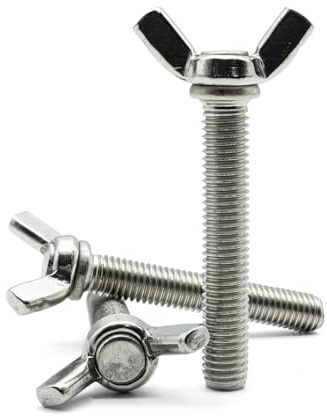Hippo Hardware M5 (5mm X 45mm) Butterfly Wing Thumb Screws Bolts A2 Stainless Steel (Pack of 5)