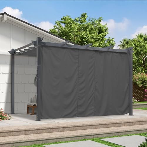PURPLE LEAF Garten Pergola 2.8 x 4 m mit Seitenwänden, Aluminium Pavillon mit Wetterfestes Schiebedach, Terrassenüberdachung Freistehend, Blick und Windschutz, Grau