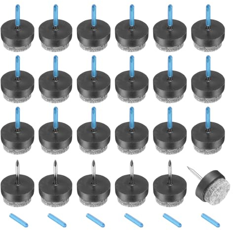 sourcing map 24Pcs Nail-on Felt Furniture Pads, Round Felt Pads Furniture Sliders Floor Protectors for Wooden Furniture Table Sofa Chair Leg (17mm, Black)