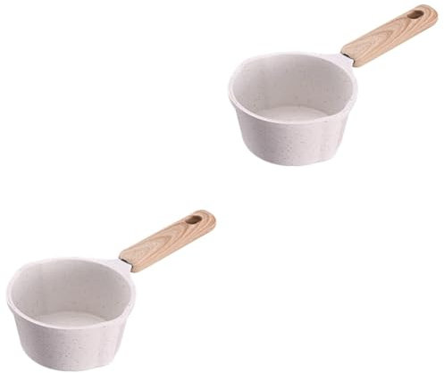 Cabilock 2 Pièces Poêle antiadhésive casserole anti-adhésive ustensile de cuisine Pot à huile casserole à lait tasses à expresso pot à double bec verseur petit pot à bec aluminium blanche