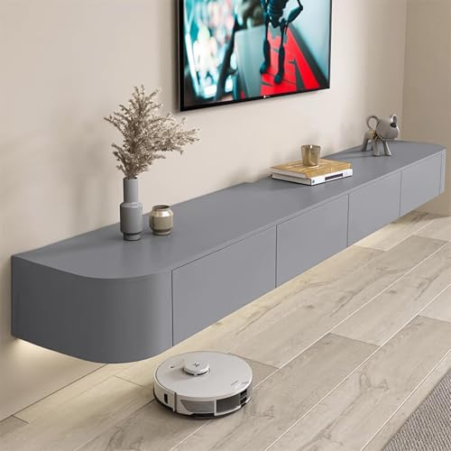 Coubird Floating tv unit wall mounted，grey tv stand cabinet Modern entertainment decoration TV control center, storage TV cabinet suitable for living room, bedroom, office (grey, 220cm/86.6in)
