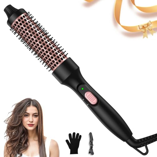 Thermal Brush 32mm, UKLISS Heated Round Brush 3 in 1, Heated Hair Styler with 392℉, Double Voltage Lightweight Hot Brushes for Hairstyle- Curly, Straight, Comb