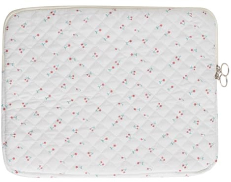 CHAMAIR 11 Inch Laptop Sleeve Patterned Floral Laptop Case Cute Laptop Sleeve Puffy Quilted Laptop Sleeve Womens Aesthetic Macbook Case (A08 Cherry2 11inch)