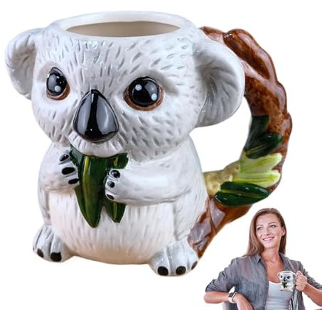 Tazza da caffè a di animale: coperchio e tazza, tazza da tè con colino da tè | tazza da tè per figlia, bicchieri da collezione, 520 ml unici dipinti a mano