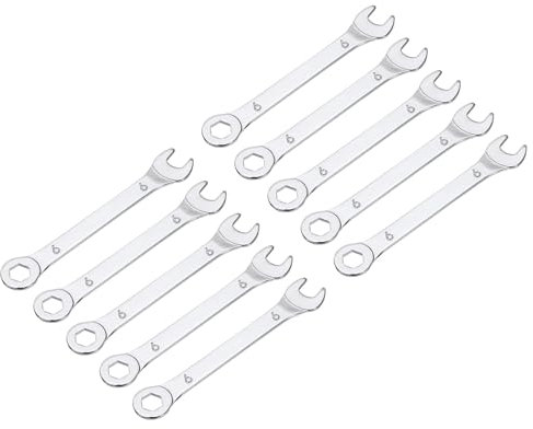 QUARKZMAN 10 llaves combinadas delgadas 9 mm con extremo 6 puntos desplazado y extremo abierto 15° ángulo múltiple acero al carbono alta resistencia cromado con espejo métrico
