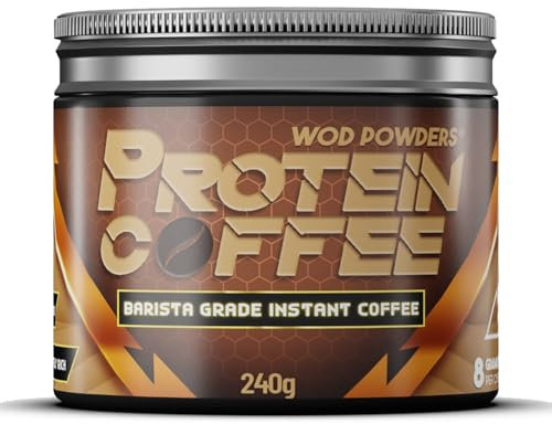 Protein Coffee | Barista Grade, Freeze Dried, Grass-Fed Bovine Collagen Coffee | 240g Tub with Scoop | Branded TrueStart with Hydrolysed Collagen | 8 Grams of Protein per Cup - Made by WOD Powders