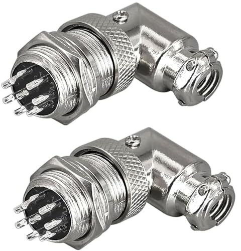 RUNCCI-YUN 2 pezzi GX16 8Pin Aviation Connettore,saldatura, 16 mm Metallo Pannello Montaggio Maschio Femmina Connettore (GX16 8Pin gomito 90 gradi)
