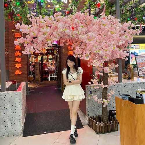QICBYING Árboles De Cerezo Artificiales, Cerezo Rosa De Imitación, para Decoración del Hogar, Bodas, Fiestas, Jardín, Oficina, Planta Artificial, Enredaderas De Flores Falsas(1.8x1.5m)