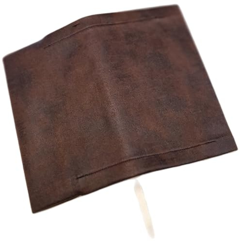 Exclusive, edle Buchumschläge aus Nubuck-Leder-Imitat oder Kork mit Klettverschluss und Lesezeichen, verschiedene Farben und Größen (Nubuk dunkelbraun, Größe AA)