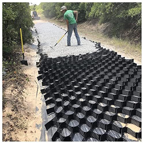 Geogrid Stabilisateur de gravier pour allées et allées Perméable Motif nid d'abeille Stabilisation du sol avec trous de drainage 1 x 1 m Taille