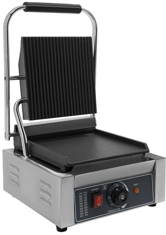 Sandwich/Panini Press & Toastie Make, Electric Grill, 1800W Panini Press and Grill Sandwich Maker, Non-Stick Plates, Drip Tray, Adjustable Temperature Control, Commercial Catering Machine 31x37x21cm