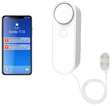 Lancoon WiFi Wasseralarm mit App-Benachrichtigungen & 100dB Alarm - Smart Home Gerät für Keller Badezimmer Pool Aquarium 6.5ft Sensorkabel inklusive