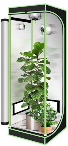 Ollewiellan Growzelt 60x60x180 cm – Indoor-Growzelt wasserdicht mit transparentem PVC-Fenster – Growtent Zuchtzelt für Hydrokulturen zur Pflanzenzucht