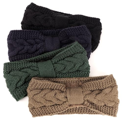 DRESHOW Femmes Chaud Tricoté Bandeau Hiver Oreille Plus Chaud Crochet Tête Enveloppe épais Polaire Doublure Cheveux Bandes