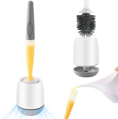 Toilettenbürste, Klobürste Silikon, WC Bürste & Klobürstenhalter, Fügen Sie flüssige Toilettenbürste WC Bürste für Badezimmer für Badezimmer oder Gäste-WC Stehen - 75 ml Tank für Reinigungsmittel