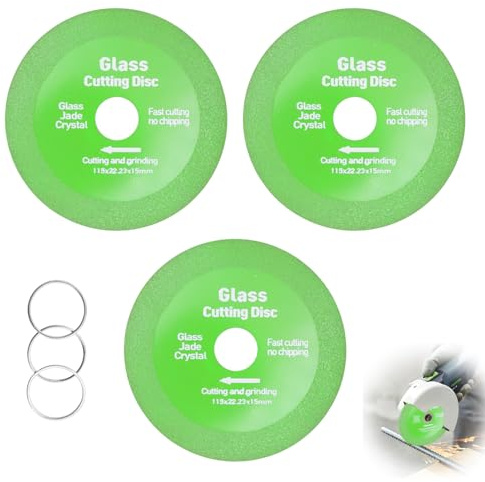 3 PCS Glass Cutting Disc, 115 mm Glass Grinder Disc Diamond Cutting Blade for Angle Grinder, Ultra-Thin Saw Blade for Ceramic Tile Crystal Jade Wine Bottles, Polishing Tool for Grinding and Chamfering