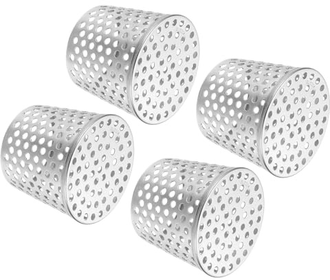 PATIKIL Gutter Guard Filter 3.3-2.7, 4 Pack 83 x 68 mm PVC Termination Cap Mesh Screen Vent Cover Stainless Steel Conical Exhaust Pipe Cover Guard Filter Strainer for Downspout Silver