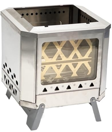 HYRTEFBN Folding Grill Fire Pit 30 * 30cm Table Camping Stove Stainless Steel Firewood Heater Outdoor Barbecue Grill Stove Burner