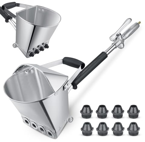 Pistola per intonacatura, 4 jet Hopper, pistola a spruzzo, pistola a spruzzo, pistola a spruzzo, strumento per pittura a parete, con 8 ugelli in metallo aggiuntivi per pareti, soffitti fai da te