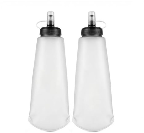 Daelesr 2 Pcs Gourde Souple, Flasque Running 500ml, Pliable & Sans BPA, Bouteille d'eau avec Valve Anti-fuite & Capuchon Anti-poussière, pour Sport, Trail, Randonnée, Marathon, Vélo, 27,5x9,5cm