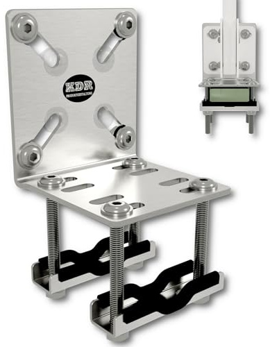 KDR Porte-éventails de balcon en acier inoxydable – Support sans perçage pour éventails de balcon et stores latéraux jusqu'à 160 x 160 cm – Support de serrage pour balustrade ronde et carrée