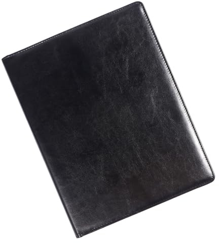 PACKOVE Pochette pour Documents A4 en Cuir Synthétique Noir, Dossier Portable Professionnel pour Bureau et École, Organiseur de Fichiers de Présentation Pratique et Élégant