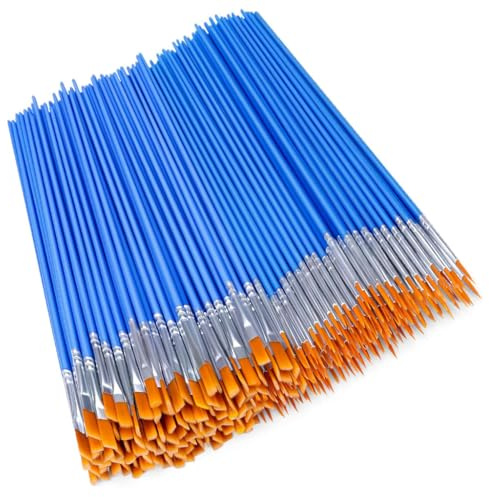 Juego de 60 pinceles, 30 azules redondos y 30 pinceles pequeños planos para detalles, pinceles de artista de nailon para pinturas acrílicas, acuarelas y pintura al óleo, juego de pinceles finos para