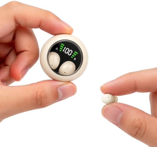Xmenha Petits mini écouteurs invisibles sans fil Bluetooth les plus petits écouteurs discrets cachés pour le travail, micro profil bas, oreillette invisible pour les petits canaux auditifs