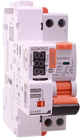 Interruttore Differenziale Magnetotermico Con Riarmo Automatico, Tipo A-SI Curva C 16A, RCBO 1P+N 6kA 30mA 220V, Slim Solo 2 Moduli DIN, Riarmabile 3 Volte(10s 60s 300s)