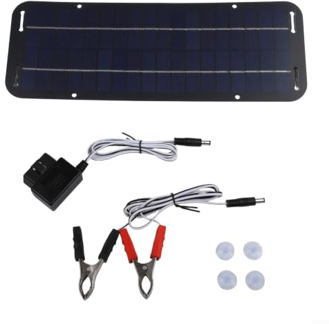 Caricabatterie solare da 12 V, 0,5 A, per auto, moto, barca, camper, impermeabile, IP65, con pannello in silicone cristallino, montaggio rapido, per esterni e resistente alle intemperie