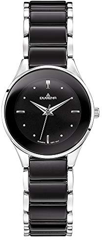 Dugena Damen Armbanduhr Amica Ceramica Keramik 29mm schwarz/silber