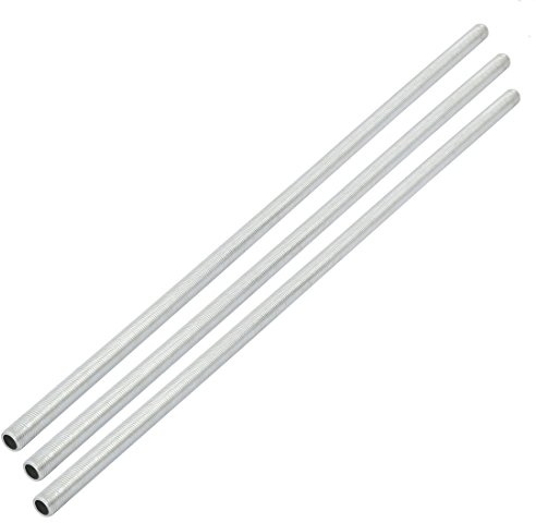 sourcing map Paquet de 3 Tige Filetée Creuse M10 400mm Zingué Argenté