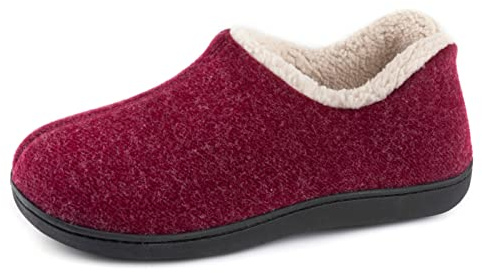 ULTRAIDEAS Hausschuhe Damen Plüsch Slippers Winter Wärme Pantoffeln Bequeme Memory Foam Filzpantoffel Gemischte Baumwolle Non-Slip Gummisohle im Innen- und Außenbereich,Rot,40 EU