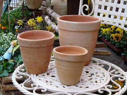 6 kl. Blumentöpfe, echt Terrakotta Blumenkübel für Garten und Wohnung Terracotta Kakteen Landhaus Kräutertopf Adventsgesteck Adventskranz