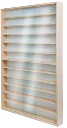 Sammlervitrine Hängevitrine für Zügel Modelleisenbahnen Vitrine Spur HO & N Regal H0 60-90 cm 12 Fächer mit Nuten (V-80.12A)