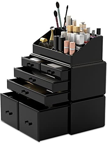 Readaeer Makeup Organizer/Kosmetik Aufbewahrungsbox/Schmink Aufbewahrungskasten in 3 Lagen mit 6 Schubladen， ist für Schlafzimmer und Badzimmer geeignet