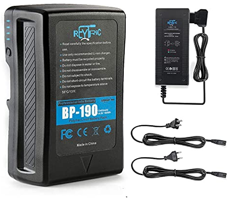 REYTRIC 190Wh(13400mAh) V Mount/V-Lock Battery Compatible Video Camera Camcorder Broadcast LED Light with D-Tap Charger