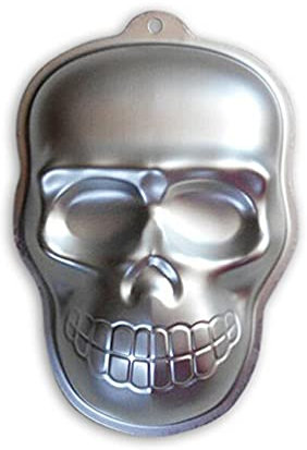 DOITOOL Schokoladenformen, 1 x Totenkopf-Backform, Halloween, 3D-Totenkopf-Form, Aluminium, Totenkopf, Kuchenform, Muffinform, antihaftbeschichtet, DIY-Backwerkzeug für Halloween-Party (10. 7 x 6 5 x