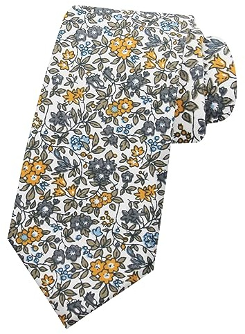 Mantieqingway Cravate fine en coton à motif floral pour homme d'honneur, N-26, Medium