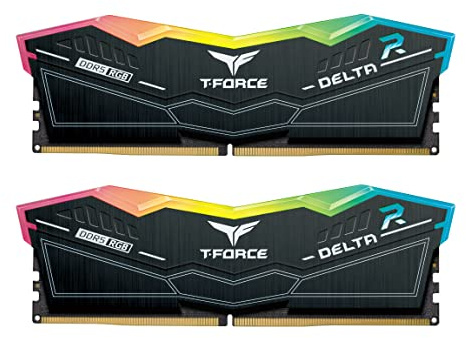 TEAMGROUP T-Force Delta Lot de 2 modules de mémoire RAM DDR5 32 Go (2 x 16 Go) 6000 MHz (PC5-48000) CL40 pour Ordinateur de Bureau Noir pour Z690 - FF3D532G6000HC38ADC01