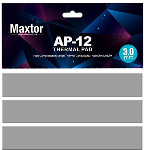 Maxtor Thermal Pad 14.8 W/mK, 120x20x3.0mm(3 pcs) Silicone Thermal Pads Non Conductive Heatsink Cooling Pad, Highly Efficient Heat Resistant Soft Pad for Laptop Heatsink/SSD/CPU/IC/LED Cooler