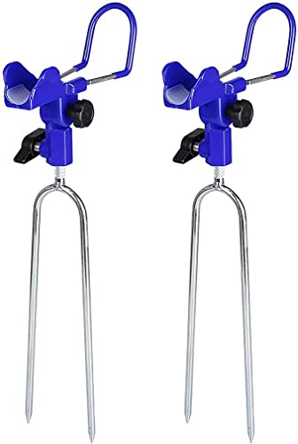 VANROUG Angelrutenhalter für Bankangeln, Angelrutenständer, Boden, universelle Steckrutenhalter, Stützhalterung, Catfishing Equiment für Strand, 360 Grad verstellbar, Blau, 2 Stück