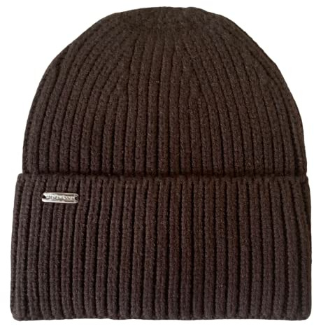 Steve Madden Women's Ribbed Knit Wide Cuff Beanie (as1, Alpha, one_Size, Standard, Brown, One Size)
