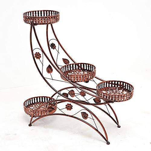 FLBT Pflanzenständer Blumentopfhalter Pflanzenständer Blumentopfregal Bodenregal 4-lagige Pflanzenregale Blumenhocker Tisch Outdoor Indoor Wohnzimmer Balkon Blumenständer (Color : Brown)