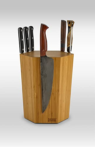 360KnifeBlock® - The 360KB™ (bamboo) ROTATING Magnetic Knife Block 10 tall SeriousEats/Food&Wine BEST Universal Knife Block - handmade in Washington